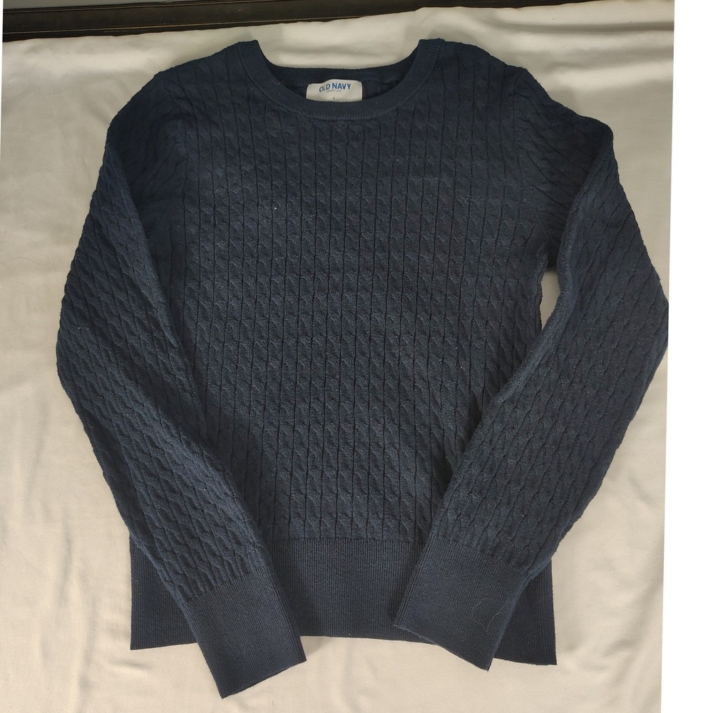 Old Navy SoSoft‎ Lite Navy Blue Cable Knit Crewneck Sweater Womens Small 1166